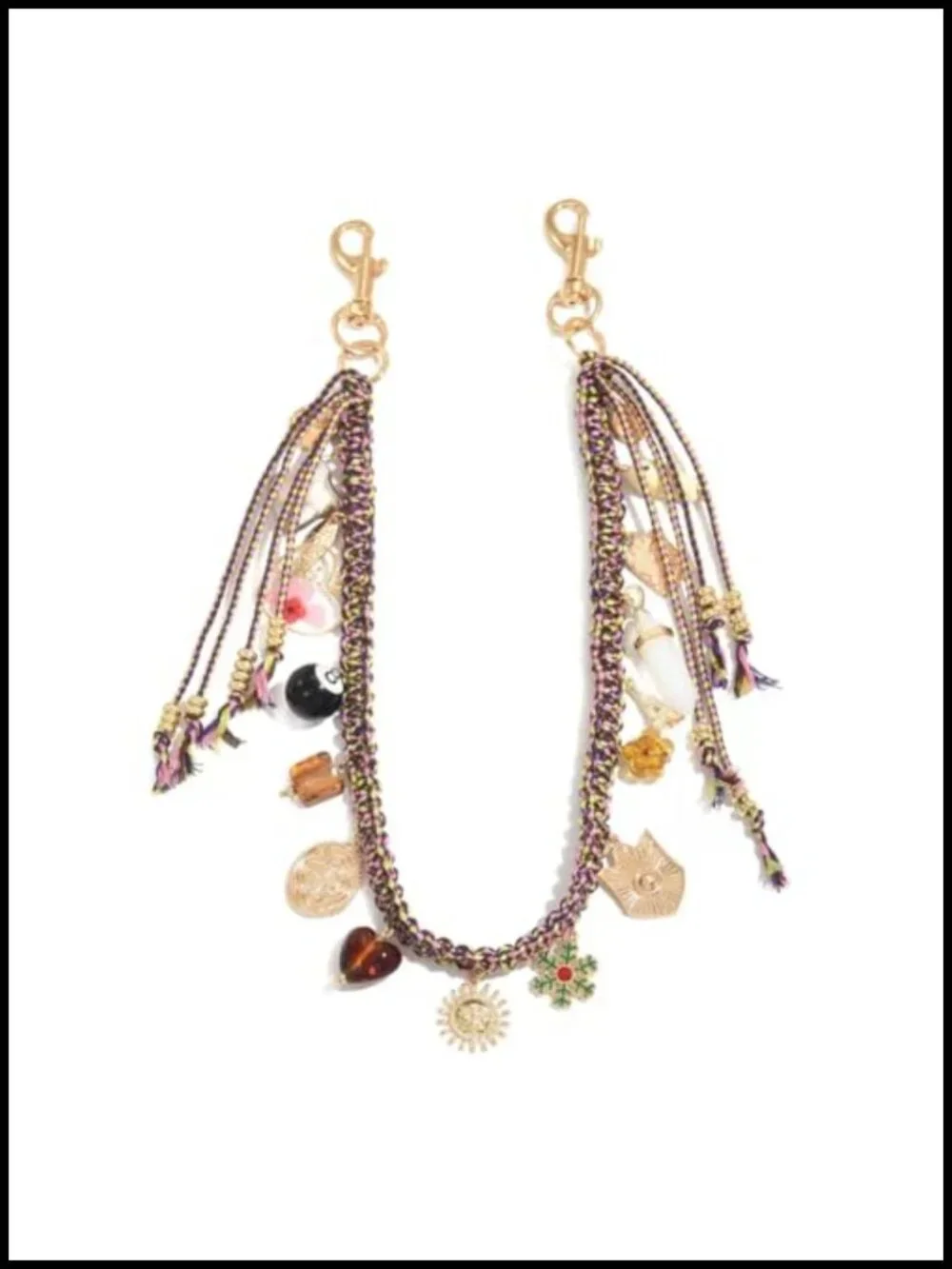Boho Braided Cord Bag Charm Extender Chain with Lobster Clasps